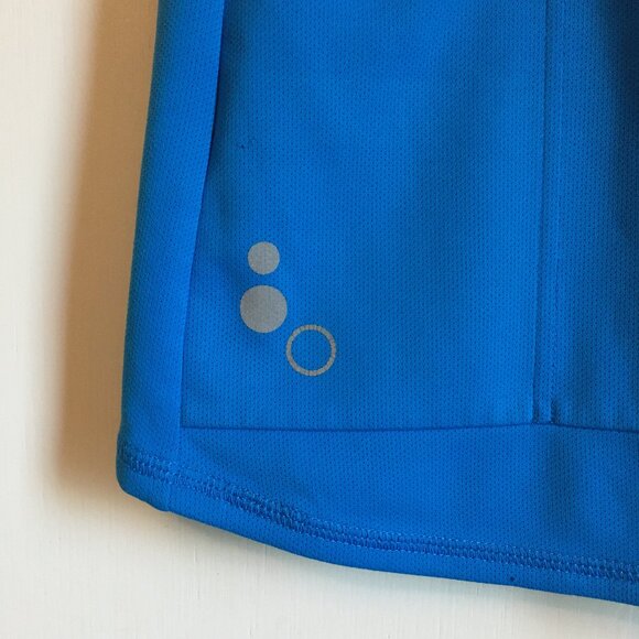 MEC Bright Blue Bubble Short Sleeve Zip Collar Mock Neck Sports Top - Picture 8 of 16